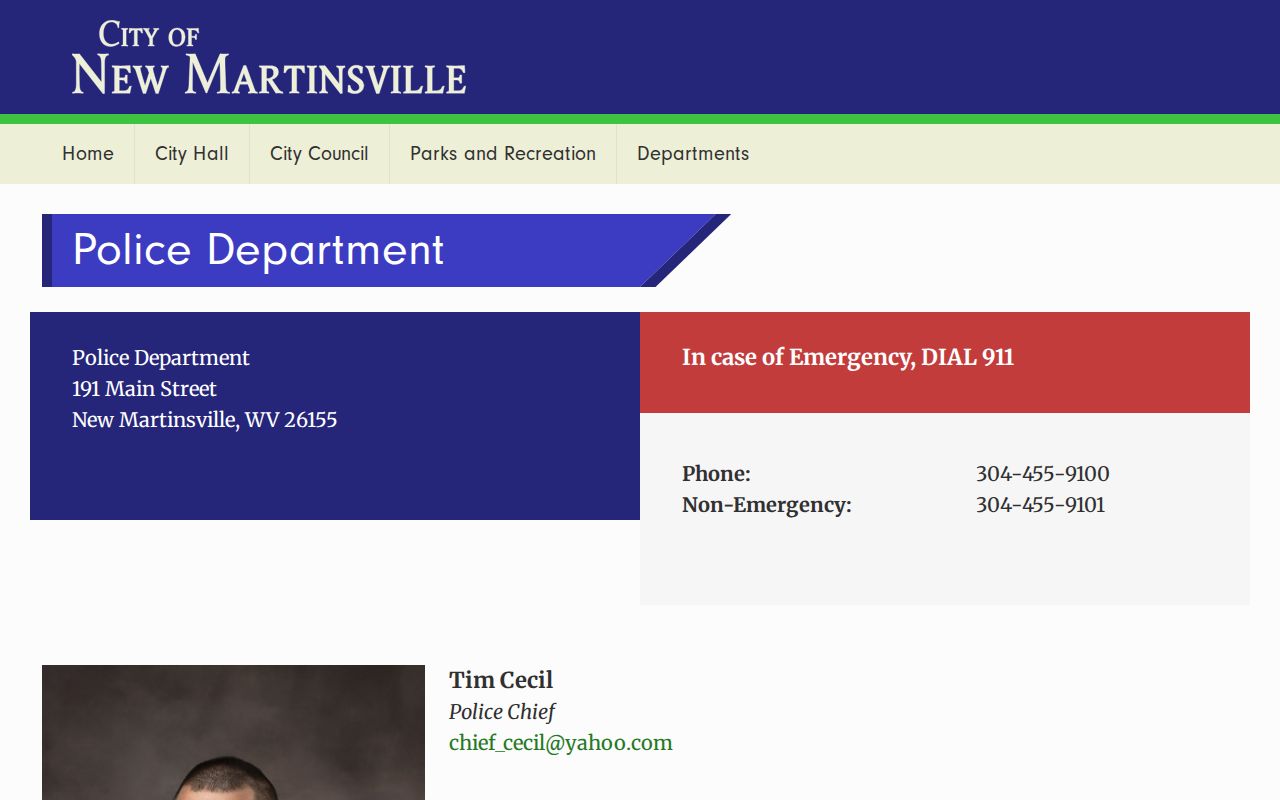 New Martinsville criminal history police department records page