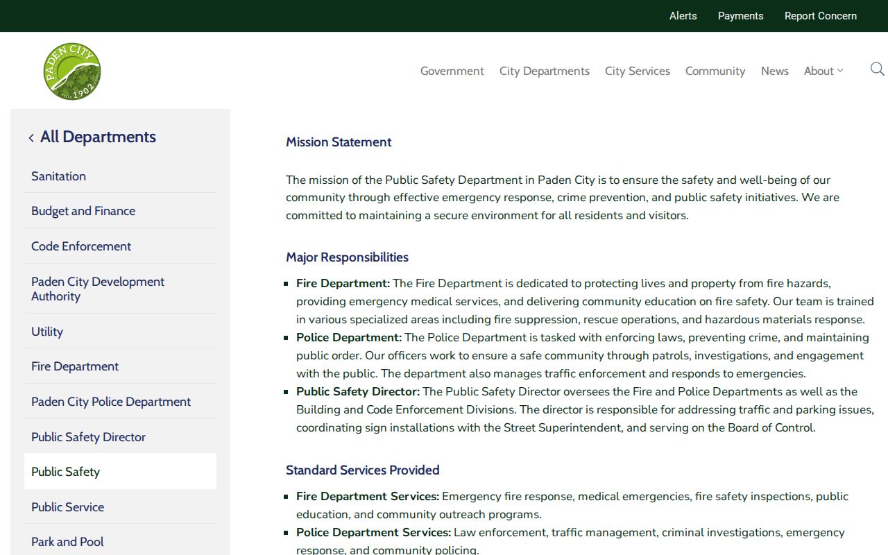 Paden City criminal records police and public safety page
