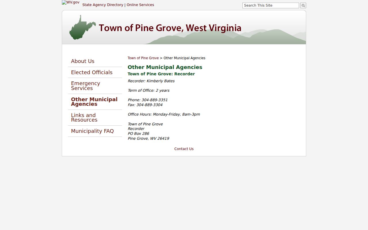 Pine Grove criminal records municipal recorder contacts
