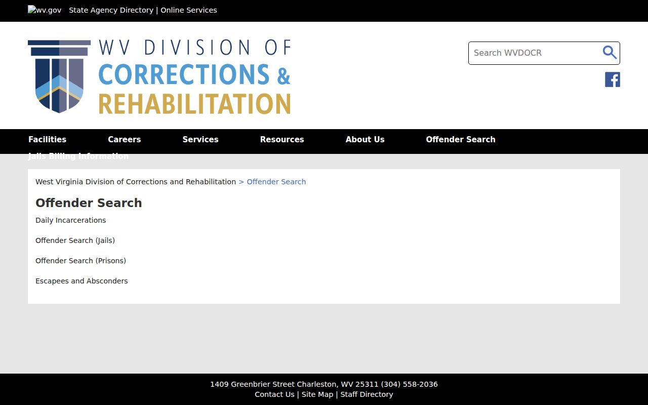 WVDCR search channels for Wetzel County arrest history