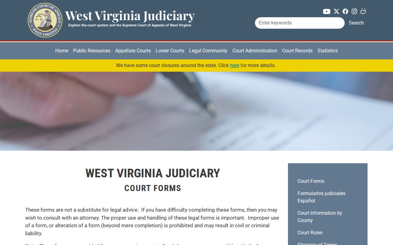 West Virginia court forms for Wetzel County criminal case records